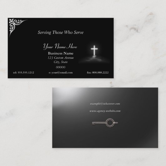 Thin Blue Line Police Chaplain Cross Visitekaartje (Voorkant / Achterkant)