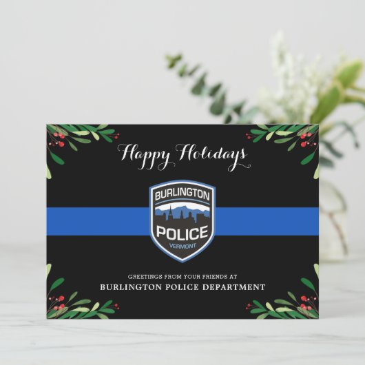 Thin Blue Line Police Department - Kerstmis Feestdagenkaart (Staand voorkant)