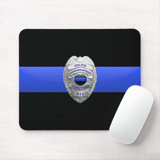 Thin Blue Line Police Dispatcher Badge Muismat (Met muis)