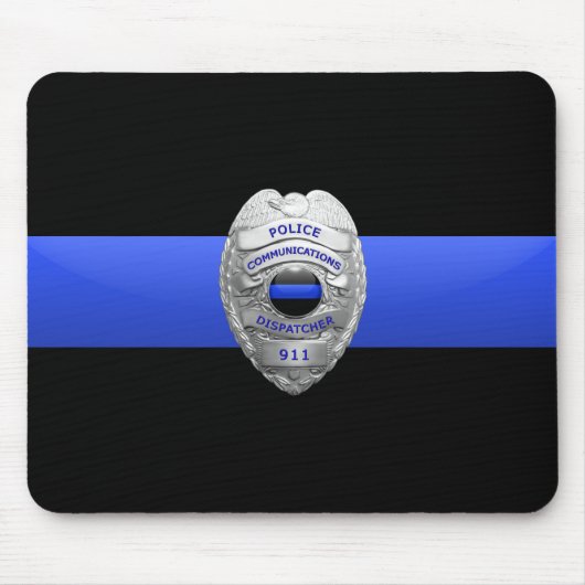 Thin Blue Line Police Dispatcher Badge Muismat (Voorkant)
