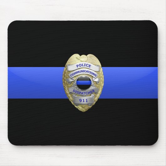 Thin Blue Line Police Dispatcher Badge Muismat (Voorkant)