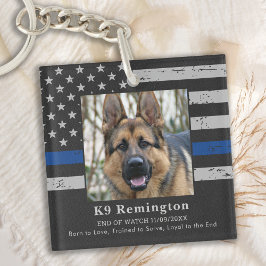 Thin Blue Line Police Dog Memorial Sleutelhanger