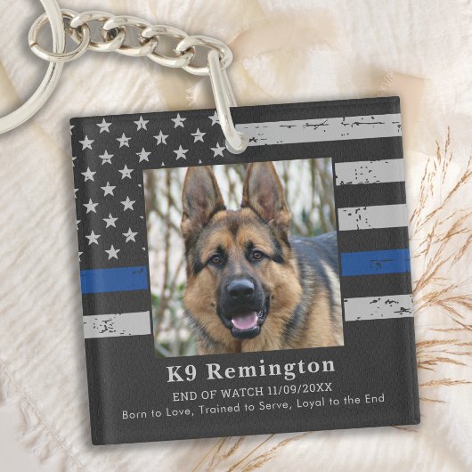 Thin Blue Line Police Dog Memorial Sleutelhanger