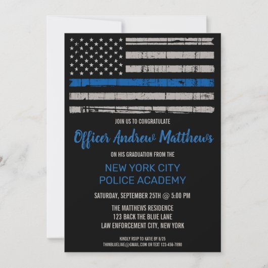 Thin Blue Line Police Enforcement Afstuderen Kaart (Voorkant)