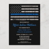 Thin Blue Line Police Enforcement Afstuderen Uitnodiging Briefkaart (Voorkant)