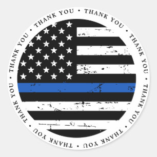 Thin Blue Line Police Enforcement Hartelijk dank Ronde Sticker