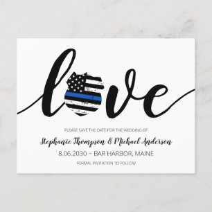 Thin Blue Line Police Enforcement Weduwen Save Aankondigingskaart