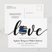 Thin Blue Line Police Enforcement Weduwen Save Aankondigingskaart (Voorkant / Achterkant)