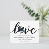 Thin Blue Line Police Enforcement Weduwen Save Aankondigingskaart (Staand voorkant)