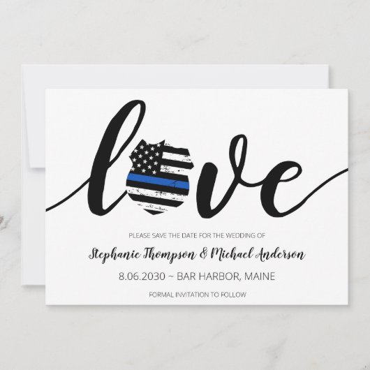 Thin Blue Line Police Enforcement Weduwen Save Save The Date (Voorkant)