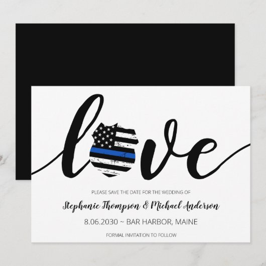 Thin Blue Line Police Enforcement Weduwen Save Save The Date (Voorkant / Achterkant)