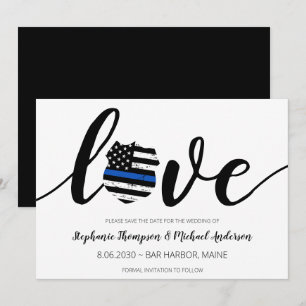 Thin Blue Line Police Enforcement Weduwen Save The Date