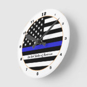 Thin Blue Line Police Flag & American Flag / Veren Ronde Klok (Hoek)