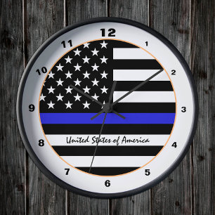 Thin Blue Line Police Flag & American Flag / Veren Ronde Klok