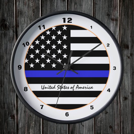 Thin Blue Line Police Flag & American Flag / Veren Ronde Klok