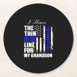 Thin Blue Line Police Flag Back Ronde Kartonnen Onderzetter<br><div class="desc">Thin Blue Line Police Flag Back</div>