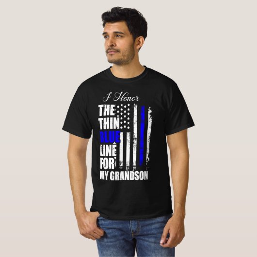 Thin Blue Line Police Flag Back T-shirt (Voorkant volledig)