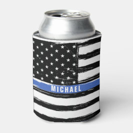 Thin Blue Line Police Flag Grunge Personaliseerd Blikjeskoeler
