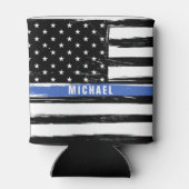 Thin Blue Line Police Flag Grunge Personaliseerd Blikjeskoeler (Achterkant)