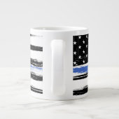 Thin Blue Line Police Flag Grunge Personaliseerd Grote Koffiekop (Achterkant)