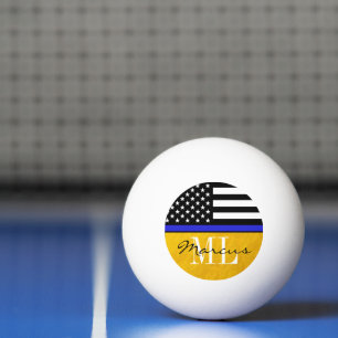 Thin Blue Line & Police flag Monogramed / Golden Pingpongbal