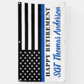 Thin Blue Line Police Happy Retirement Party Spandoek (Verticaal)