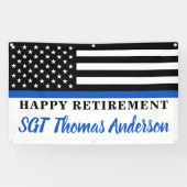 Thin Blue Line Police Happy Retirement Party Spandoek (Horizontaal)