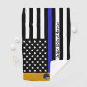 Thin Blue Line & Police, Monogramed American flag Golfhanddoek (Insitu)
