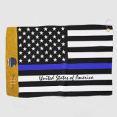 Thin Blue Line & Police, Monogramed American flag Golfhanddoek (Horizontaal)