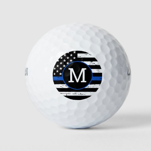 Thin Blue Line Police Officer - Aangepast monogram Golfballen (Voorkant)