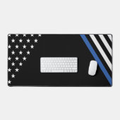 Thin Blue Line Police Officer Badge Acrylic Award Bureaumat (Keyboard & Muis)