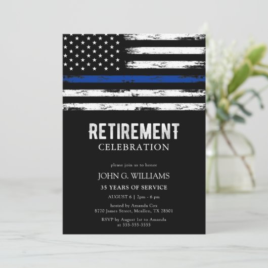 Thin Blue Line Police Officer Cop Retirement Kaart (Staand voorkant)