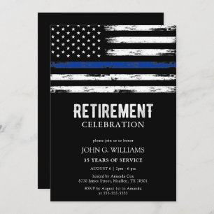 Thin Blue Line Police Officer Cop Retirement Kaart