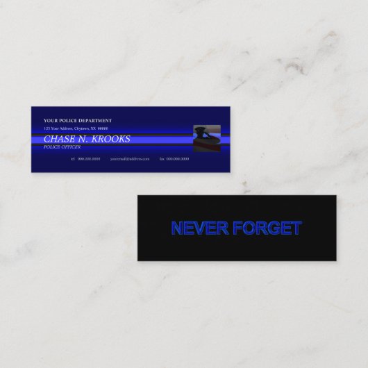 Thin Blue Line Police Officer Custom Visitekaartje (Voorkant / Achterkant)