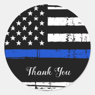 Thin Blue Line Police Officer Dank u Ronde Sticker