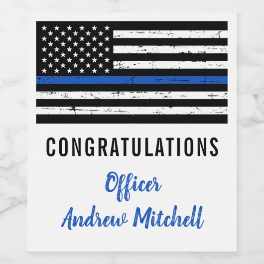 Thin Blue Line Police Officer gefeliciteerd Wijn Etiket (Enkel label)