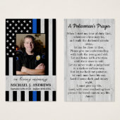 Thin Blue Line Police Officer Memorial Prayer Kaar Visitekaartje (Voorkant /achterkant)