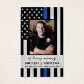 Thin Blue Line Police Officer Memorial Prayer Kaar Visitekaartje (Voorkant)