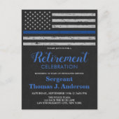 Thin Blue Line Police Officer Retirement Party Briefkaart (Voorkant)