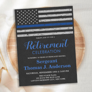 Thin Blue Line Police Officer Retirement Party Briefkaart