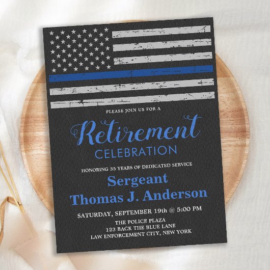 Thin Blue Line Police Officer Retirement Party Briefkaart