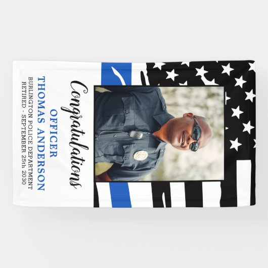 Thin Blue Line Police Officer Retirement Party Spandoek (Horizontaal)