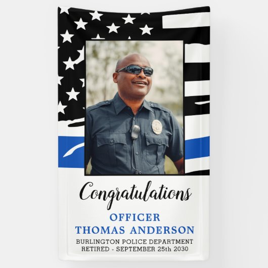 Thin Blue Line Police Officer Retirement Party Spandoek (Verticaal)