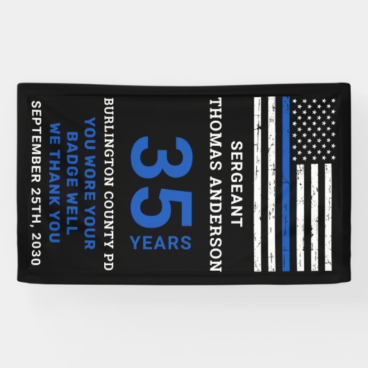 Thin Blue Line Police Officer Retirement Party Spandoek (Horizontaal)