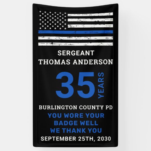 Thin Blue Line Police Officer Retirement Party Spandoek (Verticaal)