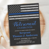Thin Blue Line Police Officer Retirement Party Uitnodiging Briefkaart