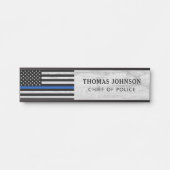 Thin Blue Line Police Officer Rustic Wood Naam Deurbordje (Voorkant)