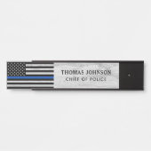 Thin Blue Line Police Officer Rustic Wood Naam Deurbordje (Voorkant)