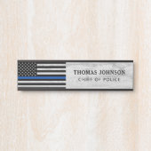 Thin Blue Line Police Officer Rustic Wood Naam Deurbordje (Voorkant)