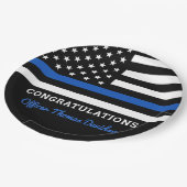 Thin Blue Line Police Party Gefeliciteerd Papieren Bordje (Gekanteld)